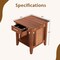 Rattan Bedroom Nightstand with Drawer and Lower Storage Shelf